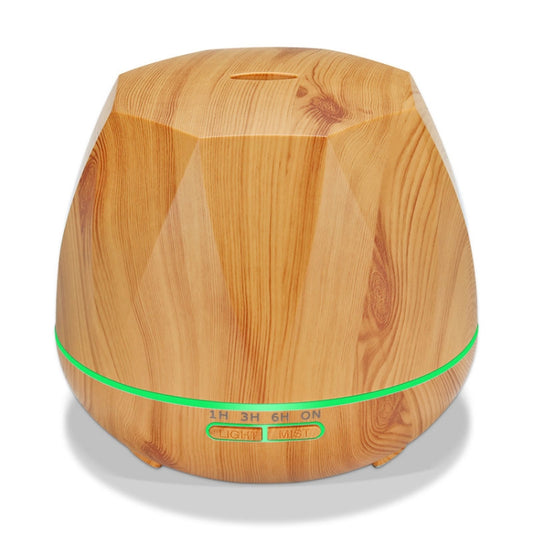Diamond Wood Grain Remote Control Ultrasonic Humidifier Aromatherapy Machine Automatic Alcohol Sprayer with LED Lights, Capacity: 400mL, UK Plug (Light Wood Color) by buy2fix