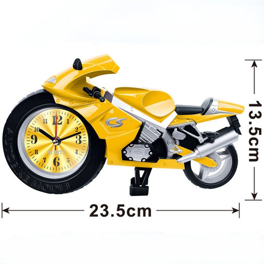 Creative Artistic Motorcycle Alarm Clock Desk Clock Model for Household Shelf Decorations (Yellow) by buy2fix