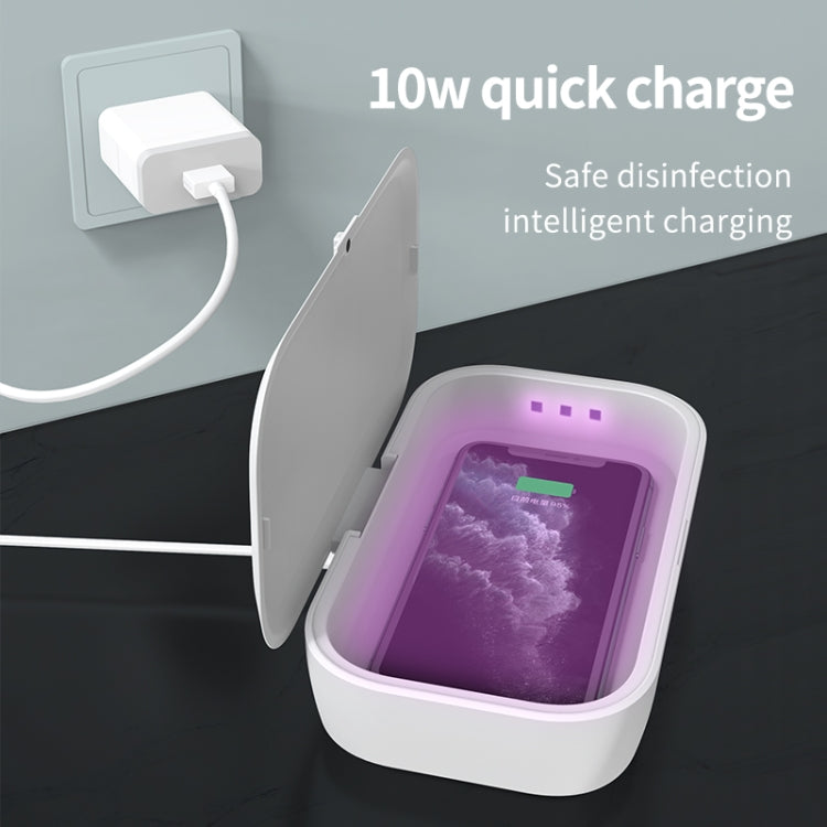 RQW-168 10W Wireless Charging Sterilization Box Smartphone Sterilizer UV Light Disinfection Cleaning Box(White) by buy2fix
