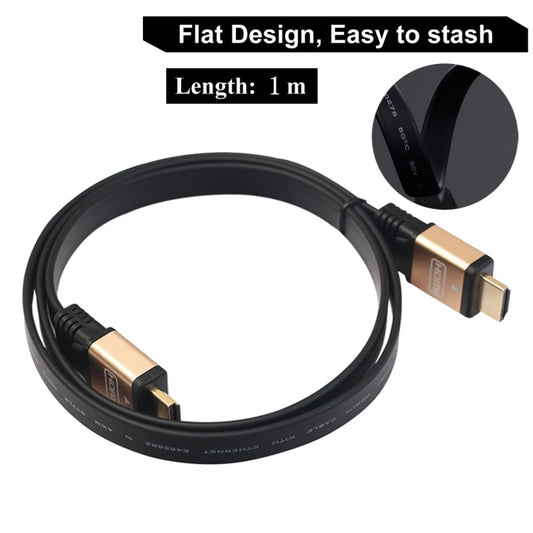 1m HDMI 2.0 (4K) 30AWG High Speed 18Gbps Gold Plated Connectors HDMI Male to HDMI Male Flat Cable(Gold) by buy2fix