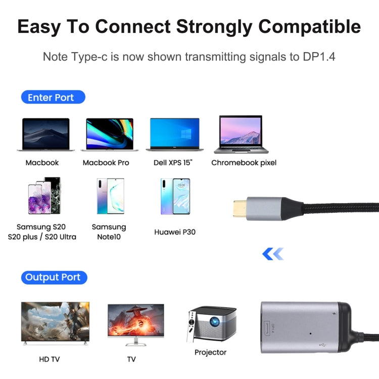4K USB-C / Type-C to DisplayPort 1.4 + PD Data Sync Adapter Cable by buy2fix