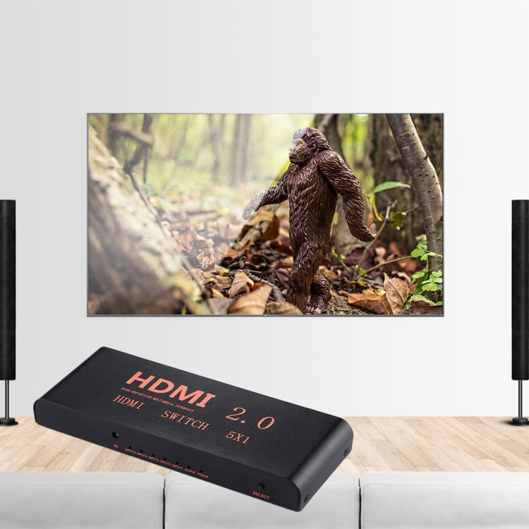 5X1 4K/60Hz HDMI 2.0 Switch with Remote Control, EU Plug by buy2fix