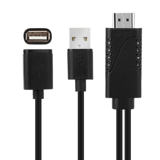 USB Male + USB 2.0 Female to HDMI Phone to HDTV Adapter Cable(Black) by buy2fix
