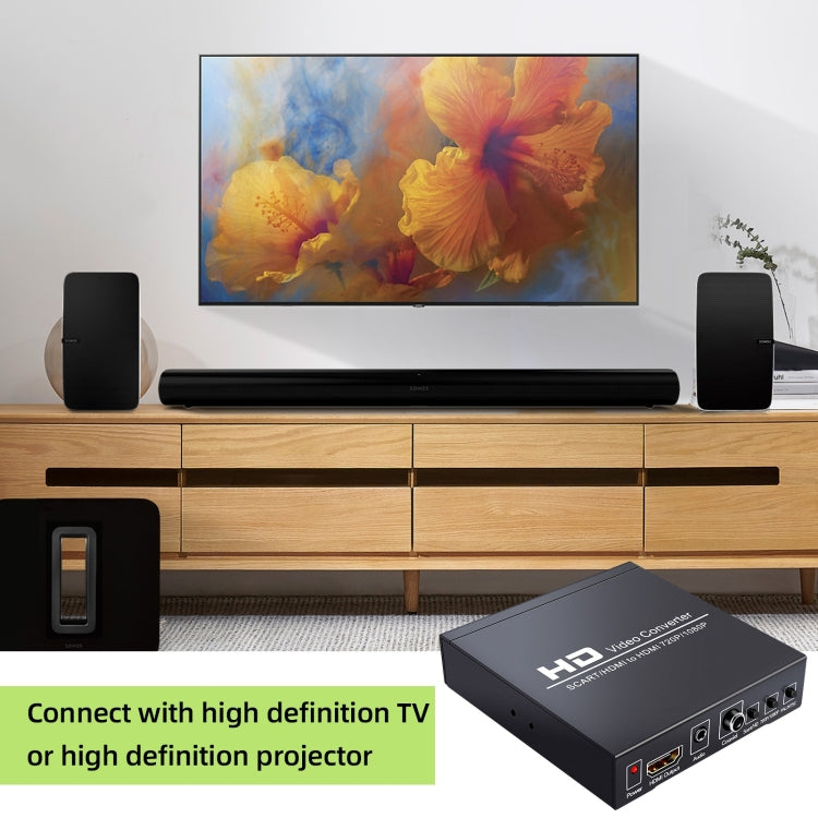 NEWKENG NK-8S SCART + HDMI to HDMI 720P / 1080P HD Video Converter Adapter Scaler Box by buy2fix