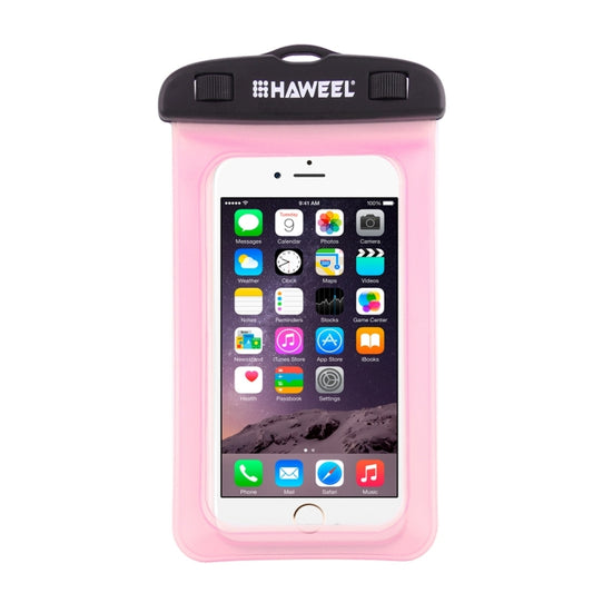 HAWEEL Transparent Universal Waterproof Bag with Lanyard for iPhone, Galaxy, Huawei, Xiaomi, LG, HTC and Other Smart Phones(Pink) by HAWEEL