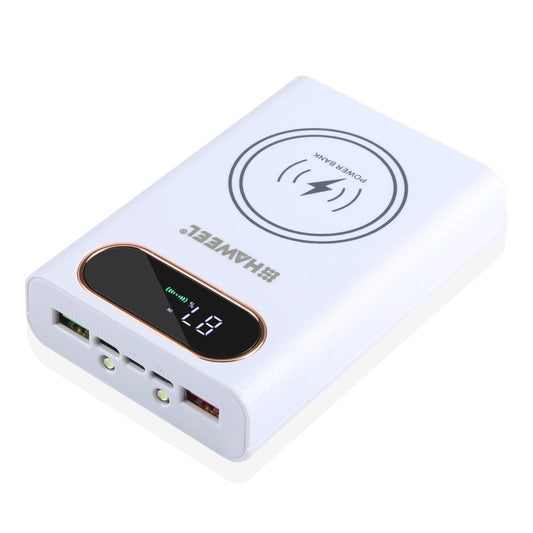HAWEEL DIY 4 x 21700 Battery 22.5W Fast Charge 15W Wireless Charging Power Bank Box Case with Display, Not Include Battery (White) by HAWEEL