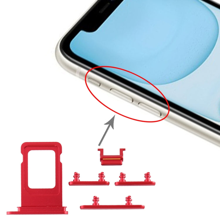 SIM Card Tray + Side Key for iPhone 11(Red) by buy2fix