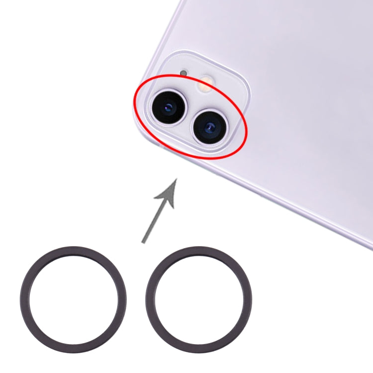 2 PCS Rear Camera Glass Lens Metal Protector Hoop Ring for iPhone 11(Black) by buy2fix