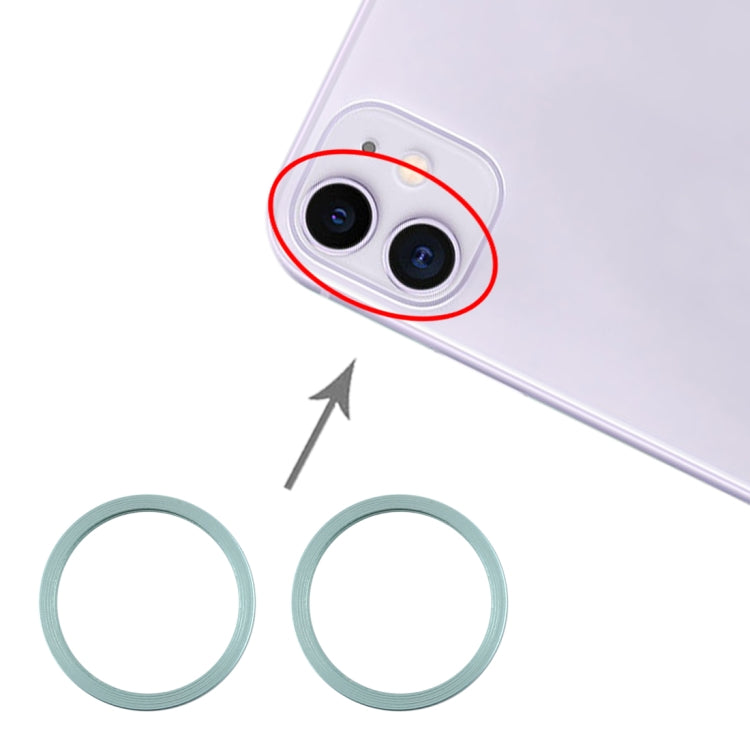 2 PCS Rear Camera Glass Lens Metal Protector Hoop Ring for iPhone 11(Green) by buy2fix