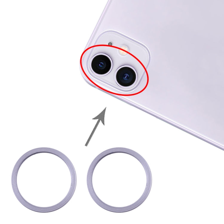 2 PCS Rear Camera Glass Lens Metal Protector Hoop Ring for iPhone 11(Purple) by buy2fix