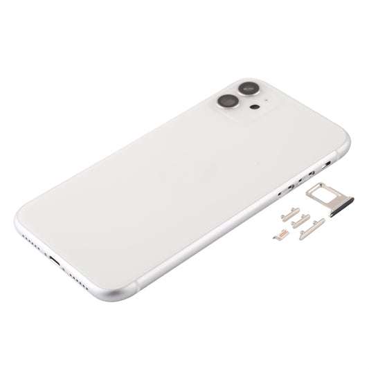Back Housing Cover with SIM Card Tray & Side keys & Camera Lens for iPhone 11(White) by buy2fix