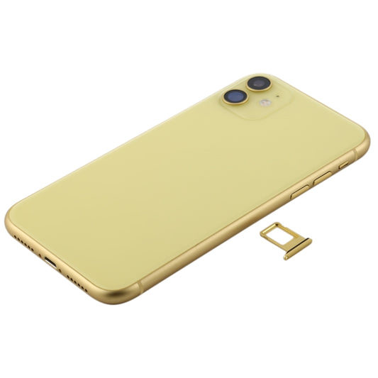 Battery Back Cover Assembly (with Side Keys & Power Button + Volume Button Flex Cable & Wireless Charging Module & Motor & Charging Port & Speaker Ringer Buzzer & Card Tray & Camera Lens Cover) for iPhone 11(Yellow) by buy2fix