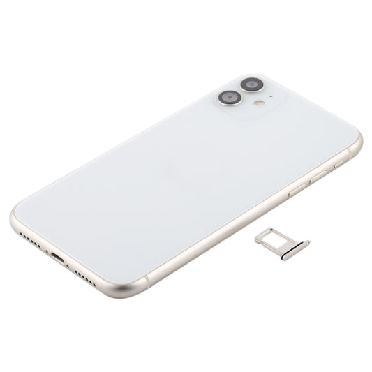 Battery Back Cover (with Side Keys & Card Tray & Power + Volume Flex Cable & Wireless Charging Module) for iPhone 11(White) by buy2fix