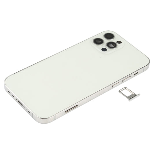 Battery Back Cover (with Side Keys & Card Tray & Power + Volume Flex Cable & Wireless Charging Module) for iPhone 12 Pro(White) by buy2fix