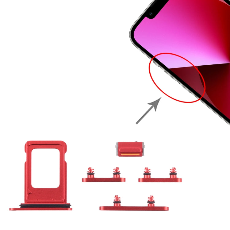 SIM Card Tray + SIM Card Tray + Side Keys for iPhone 13(Red) by buy2fix