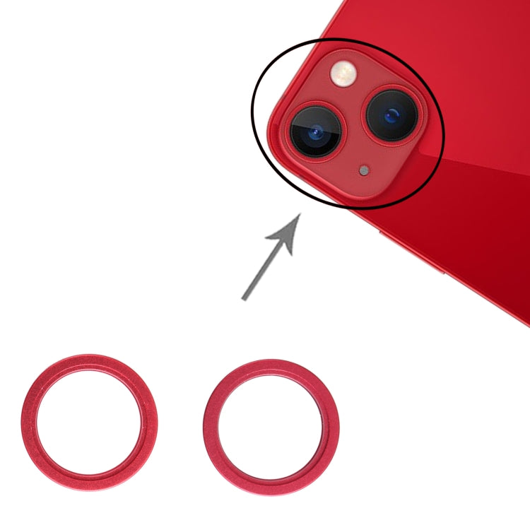 2 PCS Rear Camera Glass Lens Metal Outside Protector Hoop Ring for iPhone 13 mini(Red) by buy2fix