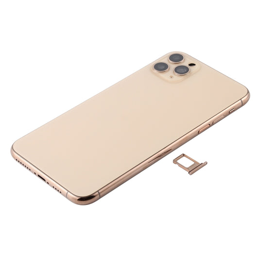Battery Back Cover Assembly (with Side Keys & Power Button + Volume Button Flex Cable & Wireless Charging Module & Motor & Charging Port & Speaker Ringer Buzzer & Card Tray & Camera Lens Cover) for iPhone 11 Pro(Gold) by buy2fix