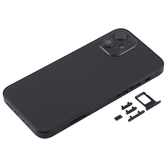 Back Housing Cover with SIM Card Tray & Side Keys & Camera Lens for iPhone 12 mini(Black) by buy2fix