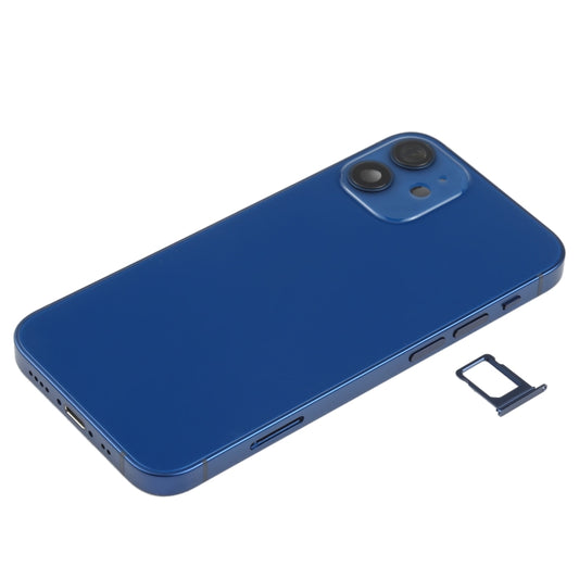 Battery Back Cover (with Side Keys & Card Tray & Power + Volume Flex Cable & Wireless Charging Module) for iPhone 12 Mini(Blue) by buy2fix