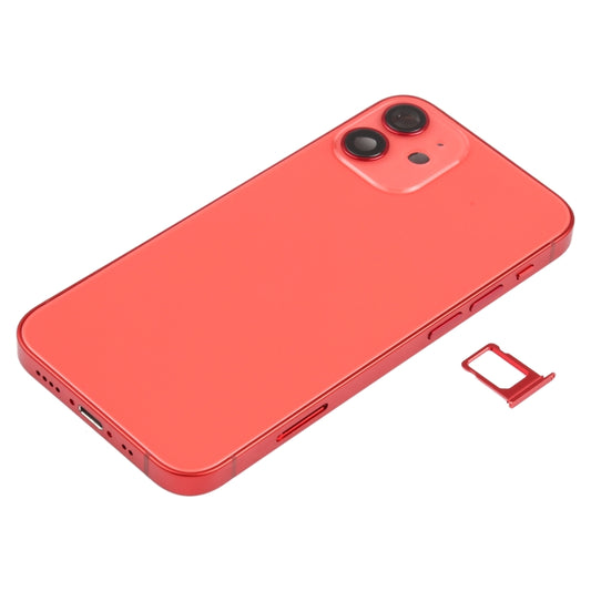 Battery Back Cover (with Side Keys & Card Tray & Power + Volume Flex Cable & Wireless Charging Module) for iPhone 12 Mini(Red) by buy2fix