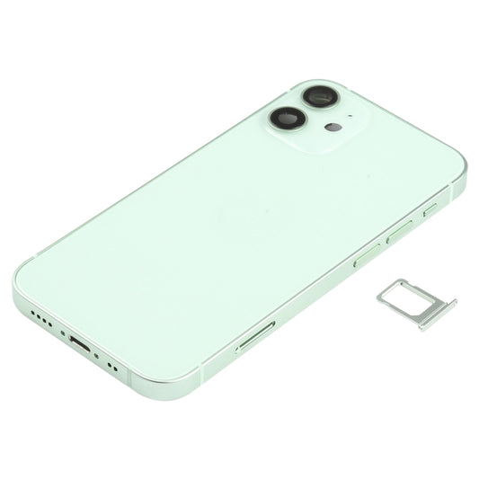 Battery Back Cover Assembly (with Side Keys & Speaker Ringer Buzzer & Motor & Camera Lens & Card Tray & Power Button + Volume Button + Charging Port & Wireless Charging Module) for iPhone 12 Mini(Green) by buy2fix