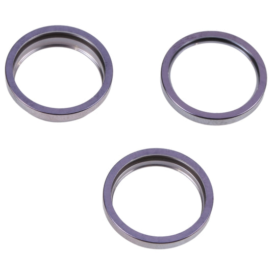 For iPhone 14 Pro 3PCS Rear Camera Glass Lens Metal Outside Protector Hoop Ring(Deep Purple) by buy2fix