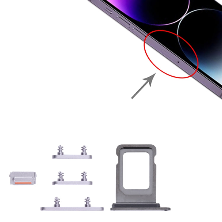 SIM Card Tray + SIM Card Tray + Side Keys for iPhone 14 Pro (Purple) by buy2fix