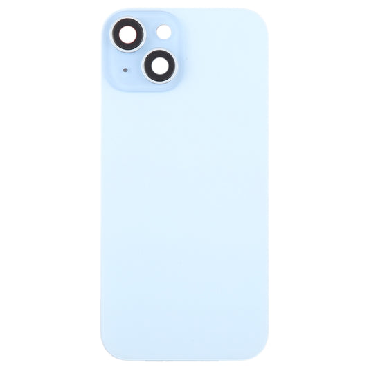 For iPhone 15 Plus Glass Battery Back Cover with Camera Lens Cover(Blue) by buy2fix