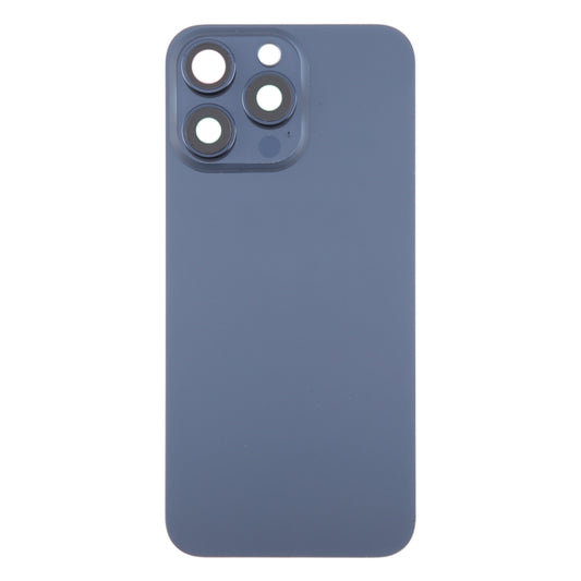 For iPhone 15 Pro Glass Battery Back Cover with Camera Lens Cover(Blue) by buy2fix