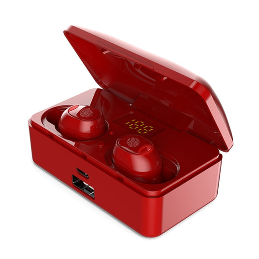 G10 TWS Bluetooth 5.0 Wireless Bluetooth Earphone with Charging Box, Support Digital Display & HD Call & Power Bank(Red) by buy2fix
