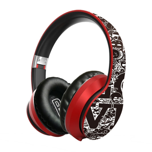 B1 Graffiti Pattern Wireless Bluetooth V5.0 Headset (Red) by buy2fix