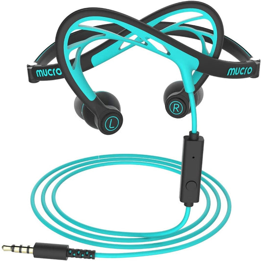 Mucro ML233 Foldable Wired Running Sports Headphones Night Neckband In-Ear Stereo Earphones, Cable Length: 1.2m(Blue) by Mucro
