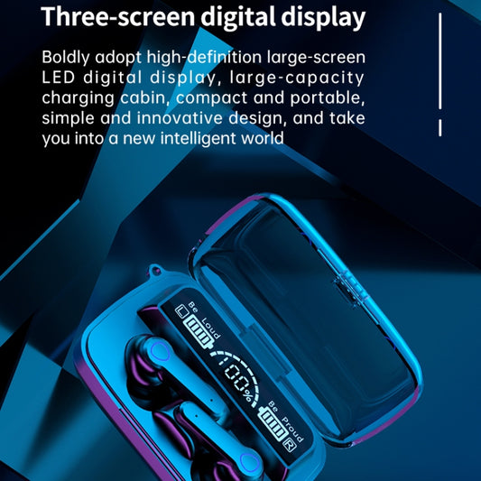 M19 Bluetooth 5.1 TWS Digital Display Wireless Bluetooth Earphone with Charging Box, Support Touch & Siri & Battery Display (Black) by buy2fix