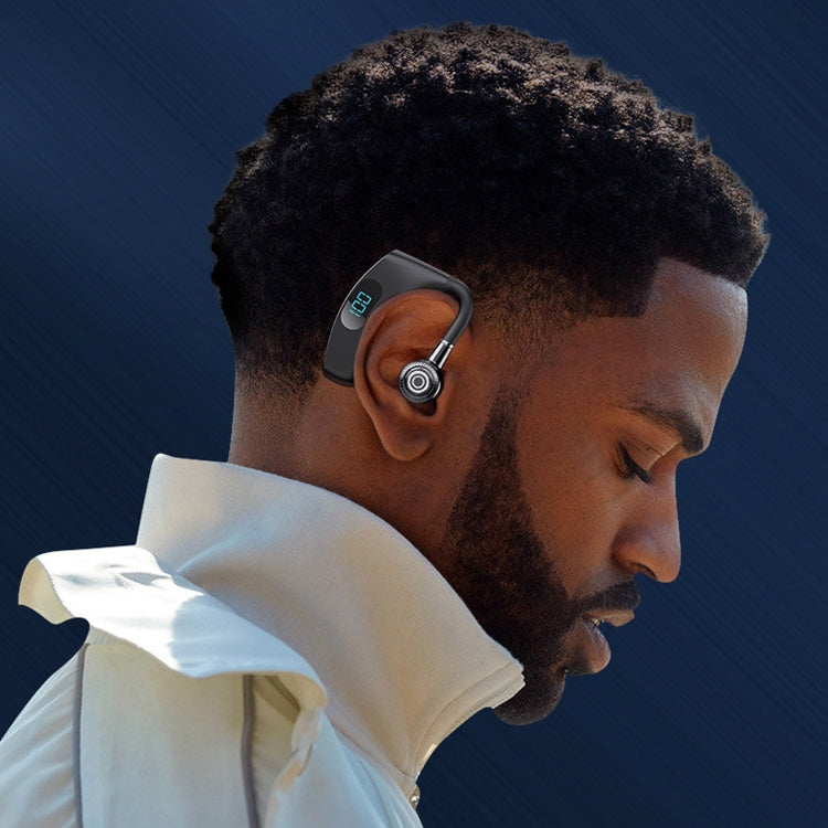V12 Bluetooth 5.2 Business Hanging Ear Style Smart LED Digital Display Wireless Bluetooth Earphone with Charging Box (Red) by buy2fix