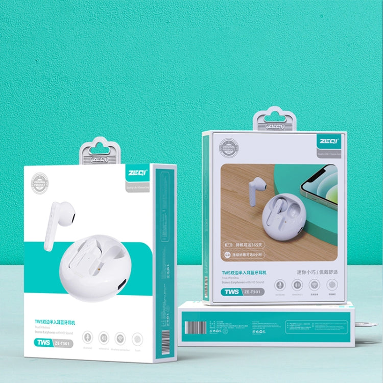 ZEQI T501 True Wireless Mini Bluetooth Earphone Support Touch(Pink) by ZEQI