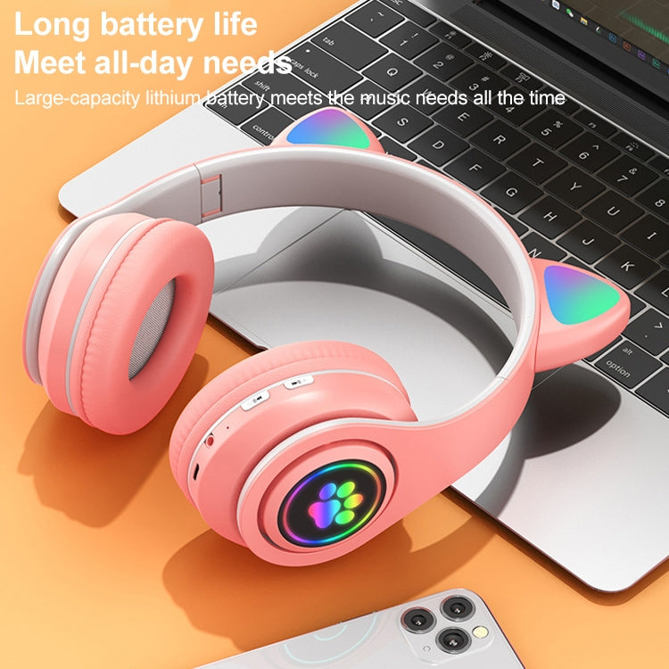 B39 Cat Ear Design LED Gradient Light Wireless Bluetooth Headset(Pink) by buy2fix