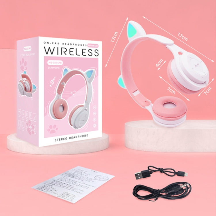 M6 Luminous Cat Ears Pure-color Foldable Bluetooth Headset with 3.5mm Jack & TF Card Slot (Pink) by buy2fix