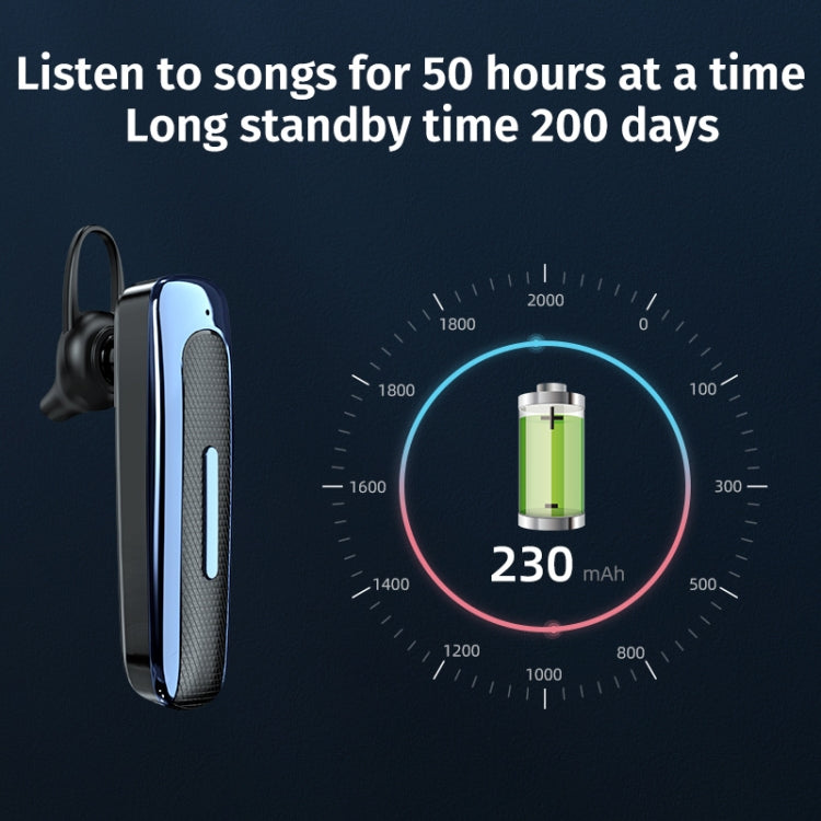 E1 Smart Noise Reduction Unilateral Ear-mounted Bluetooth Earphone (White Blue) by buy2fix