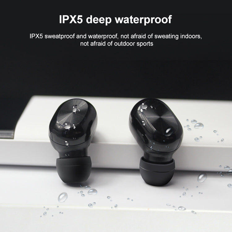 ETE-15 Waterproof Bluetooth 5.0 Binaural Touch Control TWS Wireless Earphones (Black) by buy2fix