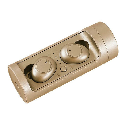 DT-15 Wireless Two Ear Bluetooth Headset Supports Touch & Smart Magnetic Charging & Power On Automatic Pairing (Gold) by buy2fix
