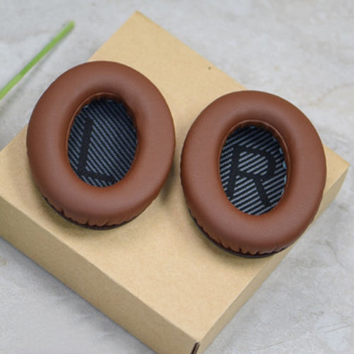 1 Pair Soft Earmuff Headphone Jacket with LR Cotton for BOSE QC2 / QC15 / AE2 / QC25 / QC35(Black Brown) by buy2fix