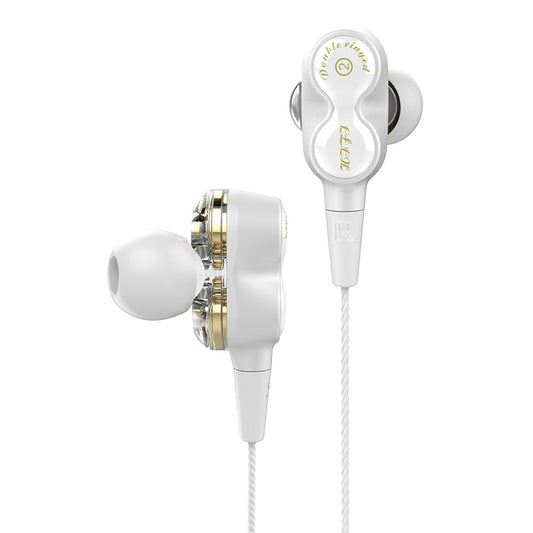 D12 1.2m Wired In Ear 3.5mm Interface Stereo Wire-Controlled HIFI Earphones Dual-motion Loop Running Game Music Headset With Packaging(White) by buy2fix