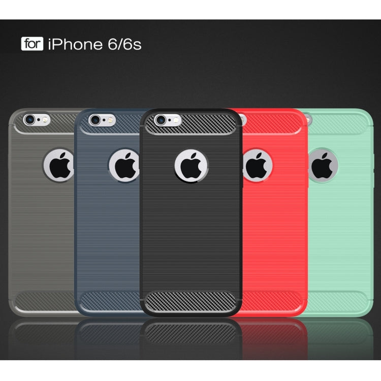 For iPhone 6 & 6s Brushed Texture Fiber TPU Rugged Armor Protective Case(Red) by buy2fix