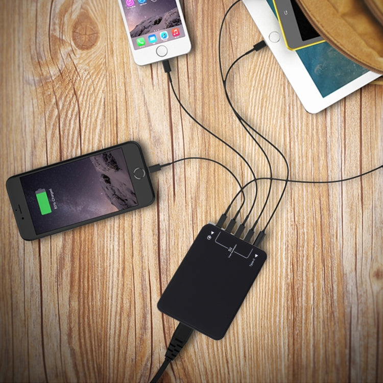 Q8118 1 Quick Charge 3.0 + 4 Smart Identification USB + 1 USB-C / Type-C 3.1 Desktop USB Charger by buy2fix