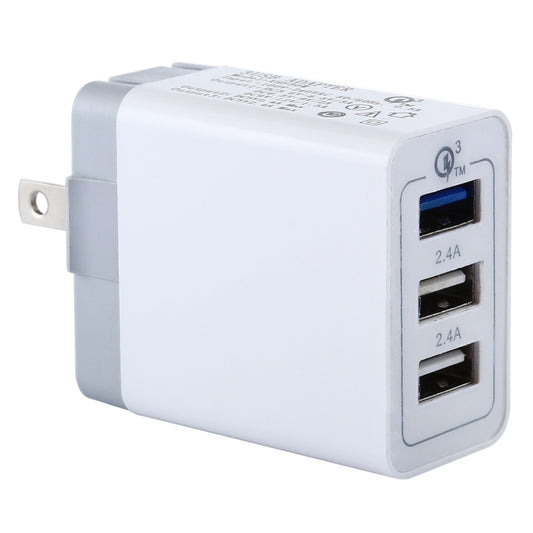 3 USB Ports (3A + 2.4A + 2.4A) Quick Charger QC 3.0 Travel Charger, US Plug, For iPhone, iPad, Samsung, HTC, Sony, Nokia, LG and other Smartphones by buy2fix