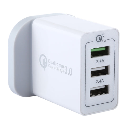 3 USB Ports (3A + 2.4A + 2.4A) Quick Charger QC 3.0 Travel Charger, UK Plug, For iPhone, iPad, Samsung, HTC, Sony, Nokia, LG and other Smartphones by buy2fix