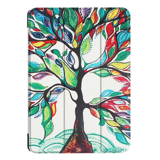 For iPad 9.7 (2018) & iPad 9.7 (2017) Cross Texture Painting Tree Pattern Horizontal Flip Leather Case with Three-folding Holder by buy2fix