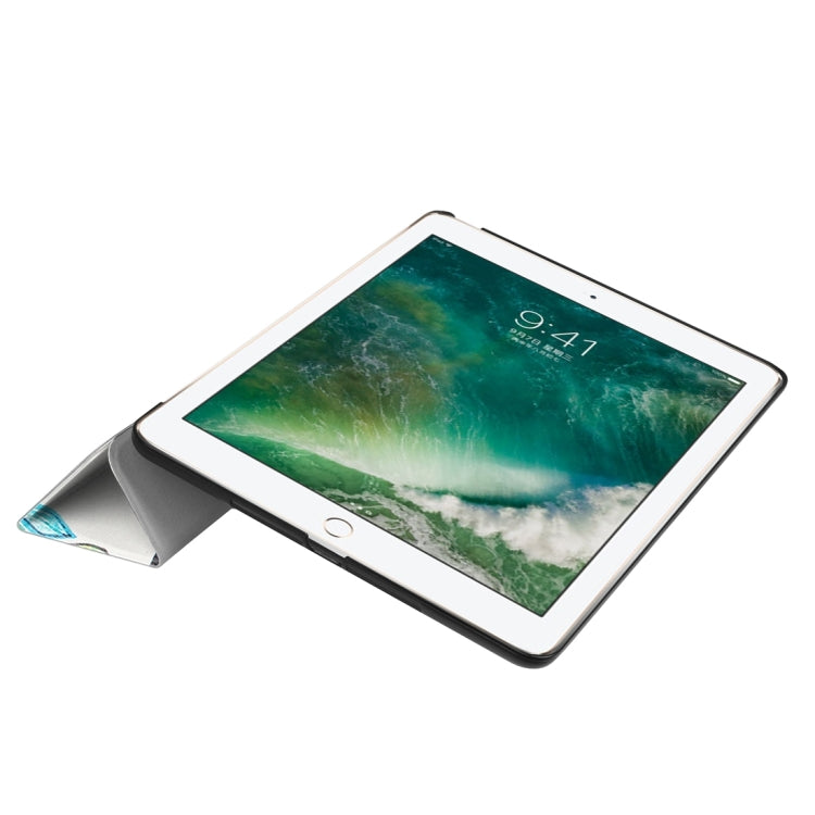For iPad 9.7 (2018) & iPad 9.7 (2017) Cross Texture Painting Tree Pattern Horizontal Flip Leather Case with Three-folding Holder by buy2fix
