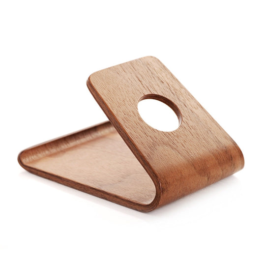 JS01 Wooden Desktop Phone Holder Universal Curved Wood Support Frame For Tablet Phones (Walnut) by buy2fix