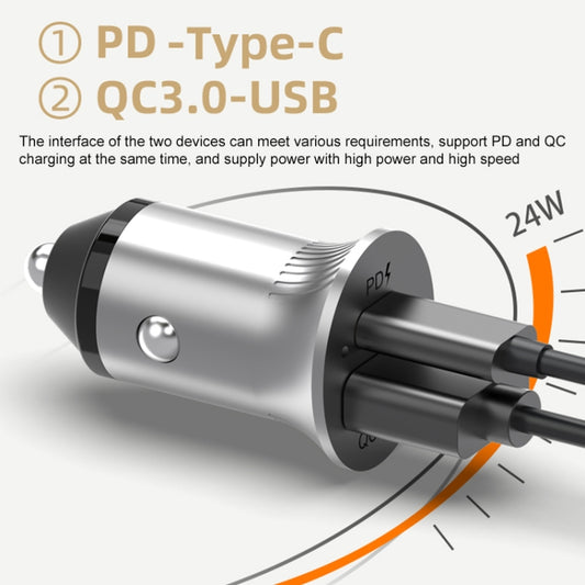 PD USB-C / Type-C + QC3.0 USB Fast Charging Car Charger with Dual LED Indicator by buy2fix